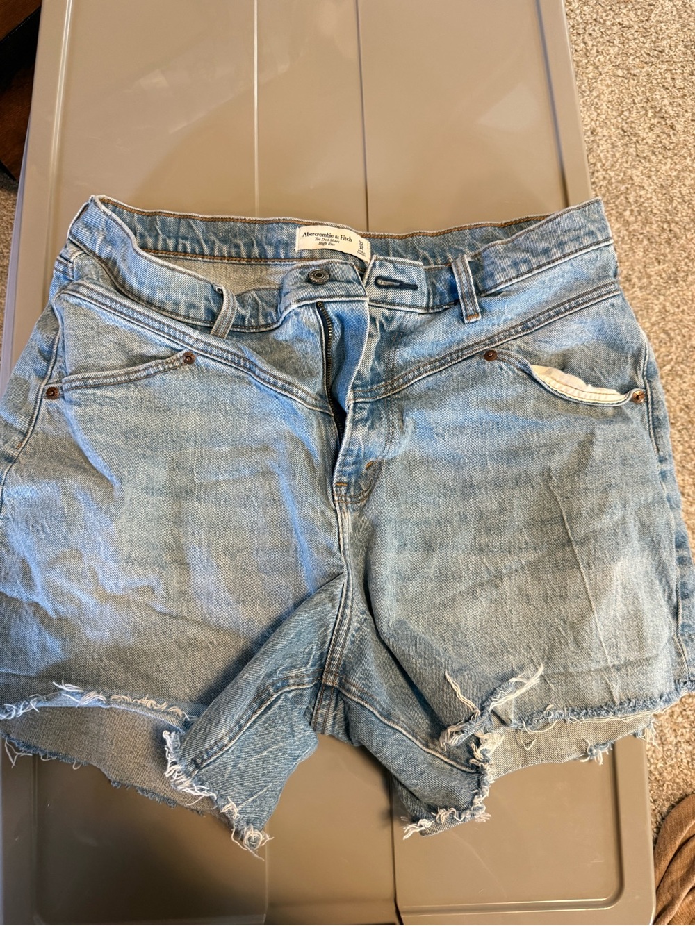Abercrombie & Fitch Light Wash Distressed Denim Cutoff Shorts
